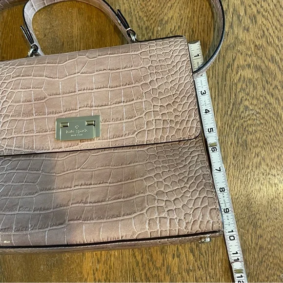 Kate Spade Knightsbridge Doris Satchel Croc Embossed Leather Sparrow Tan